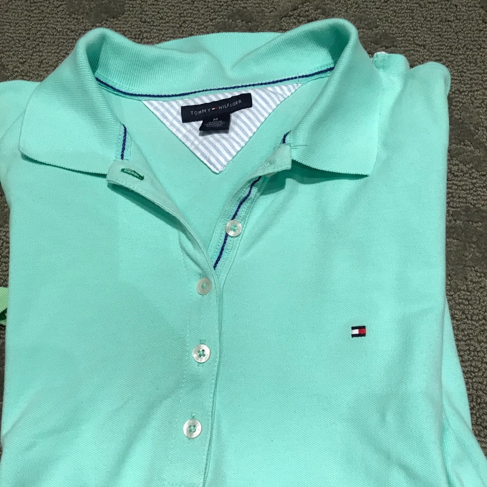 Tommy Hilfiger Mint Green Gold Shirt M